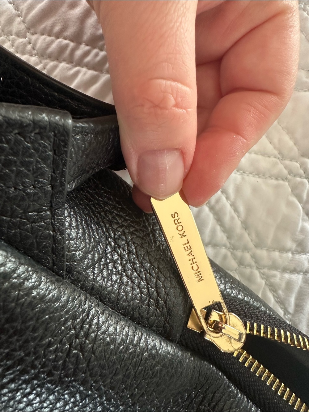 MICHAEL KORS Black Pebble Leather Mini Backpack with Gold Accents - Picture 3 of 9